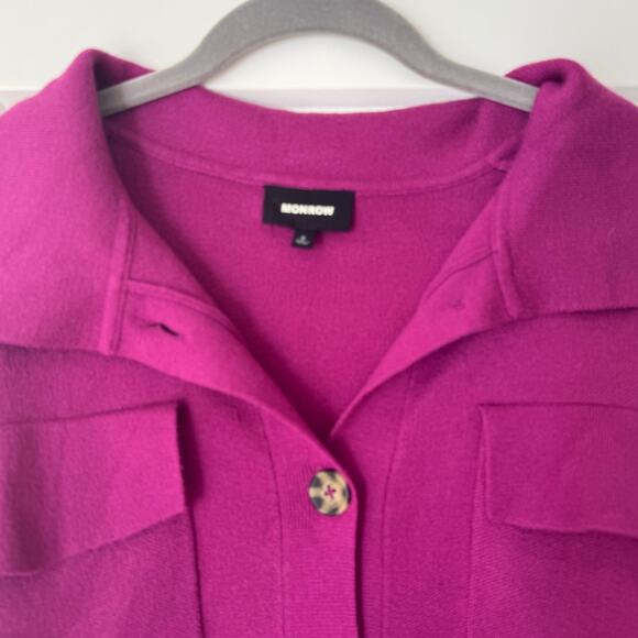 Monrow Supersoft Knit Jacket Rasberry Rose S - Picture 4 of 7